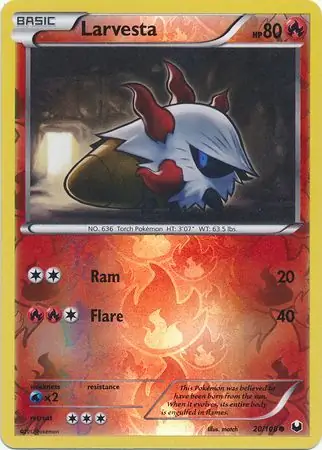 Larvesta Reverse Holo Pokemon card from Dark Explorers