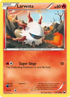 Larvesta Pokemon card from Dark Explorers
