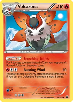 Volcarona Holo Pokemon card from Dark Explorers