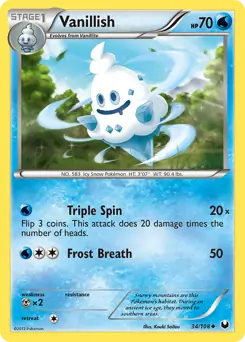 Vanillish Pokemon card from Dark Explorers