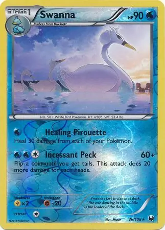 Swanna Reverse Holo Pokemon card from Dark Explorers