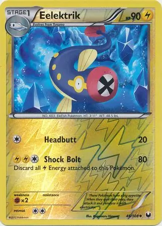 Eelektrik Reverse Holo Pokemon card from Dark Explorers