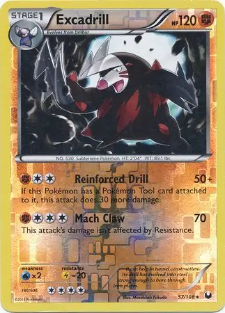 Excadrill Reverse Holo Pokemon card from Dark Explorers