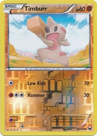 Timburr Reverse Holo Pokemon card from Dark Explorers