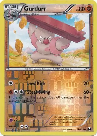 Gurdurr Reverse Holo Pokemon card from Dark Explorers