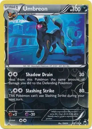 Umbreon Reverse Holo Pokemon card from Dark Explorers
