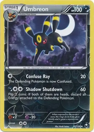 Umbreon Reverse Holo Pokemon card from Dark Explorers