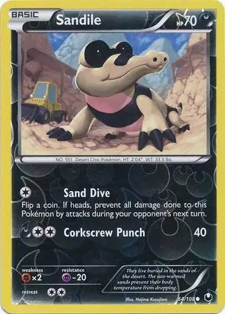 Sandile Reverse Holo Pokemon card from Dark Explorers