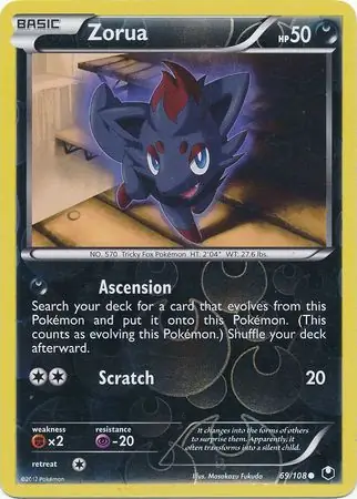 Zorua Reverse Holo Pokemon card from Dark Explorers
