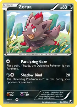 Zorua Pokemon card from Dark Explorers