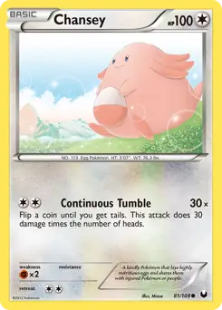 Chansey Pokemon card from Dark Explorers
