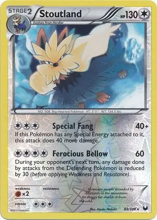 Stoutland Reverse Holo Pokemon card from Dark Explorers