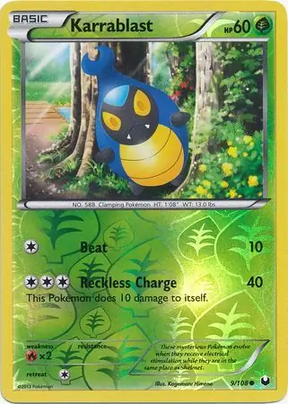 Karrablast Reverse Holo Pokemon card from Dark Explorers