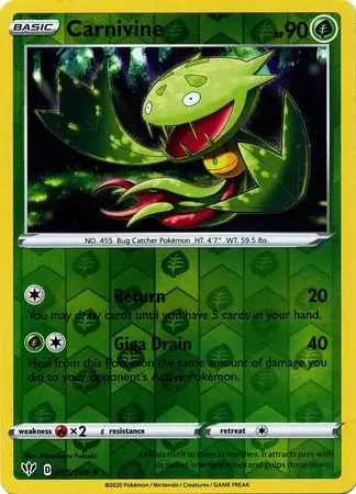 Carnivine Reverse Holo Pokemon card from Darkness Ablaze