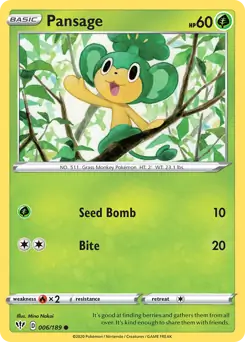 Pansage Pokemon card from Darkness Ablaze