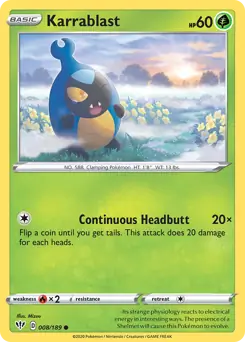 Karrablast Pokemon card from Darkness Ablaze