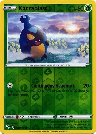 Karrablast Reverse Holo Pokemon card from Darkness Ablaze