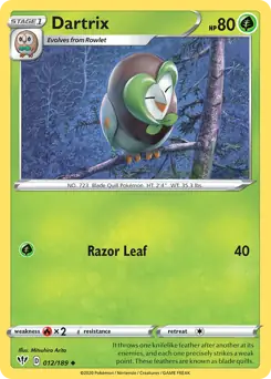 Dartrix Pokemon card from Darkness Ablaze