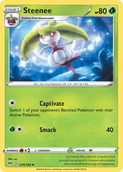 Steenee Pokemon card from Darkness Ablaze