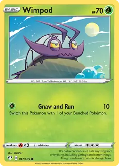 Wimpod Pokemon card from Darkness Ablaze