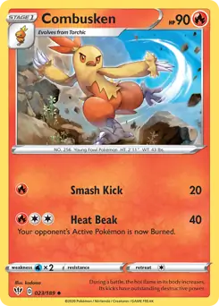Combusken Pokemon card from Darkness Ablaze