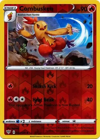 Combusken Reverse Holo Pokemon card from Darkness Ablaze