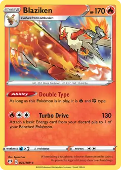 Blaziken Pokemon card from Darkness Ablaze