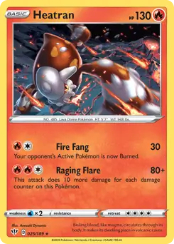 Heatran Pokemon card from Darkness Ablaze