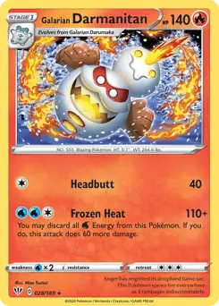 Galarian Darmanitan Pokemon card from Darkness Ablaze