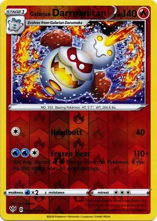 Galarian Darmanitan Reverse Holo Pokemon card from Darkness Ablaze