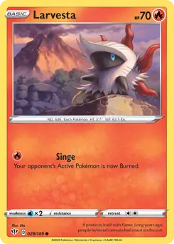 Larvesta Pokemon card from Darkness Ablaze