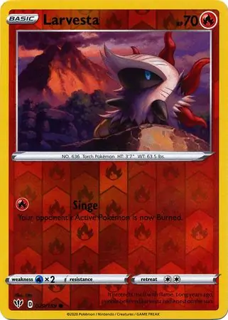 Larvesta Reverse Holo Pokemon card from Darkness Ablaze