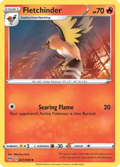 Fletchinder Pokemon card from Darkness Ablaze