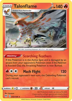 Talonflame Pokemon card from Darkness Ablaze