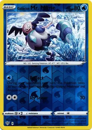 Galarian Mr. Mime Reverse Holo Pokemon card from Darkness Ablaze
