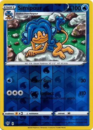 Simipour Reverse Holo Pokemon card from Darkness Ablaze