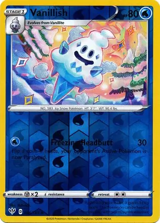 Vanillish Reverse Holo Pokemon card from Darkness Ablaze