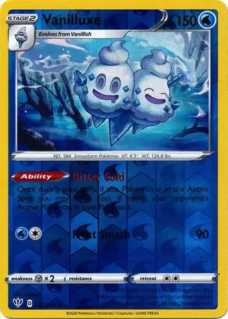 Vanilluxe Reverse Holo Pokemon card from Darkness Ablaze