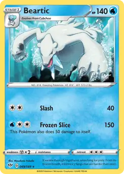 Beartic Pokemon card from Darkness Ablaze