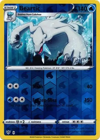 Beartic Reverse Holo Pokemon card from Darkness Ablaze
