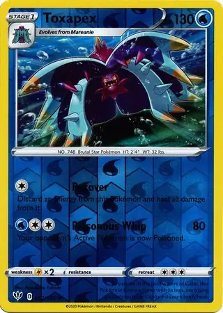 Toxapex Reverse Holo Pokemon card from Darkness Ablaze