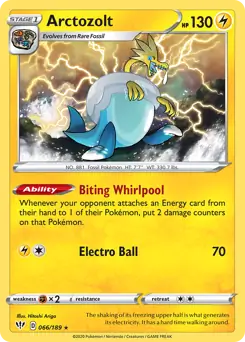 Arctozolt Pokemon card from Darkness Ablaze