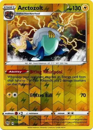 Arctozolt Reverse Holo Pokemon card from Darkness Ablaze