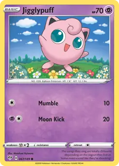 Jigglypuff Pokemon card from Darkness Ablaze