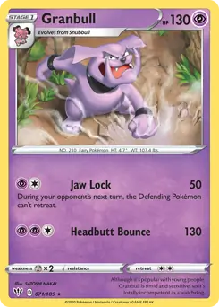 Granbull Pokemon card from Darkness Ablaze