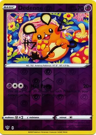 Dedenne Reverse Holo Pokemon card from Darkness Ablaze