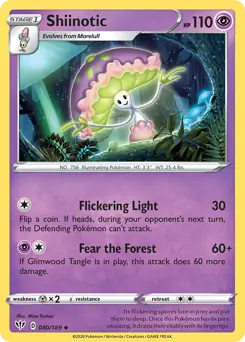Shiinotic Pokemon card from Darkness Ablaze