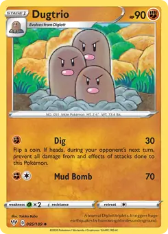 Dugtrio Pokemon card from Darkness Ablaze