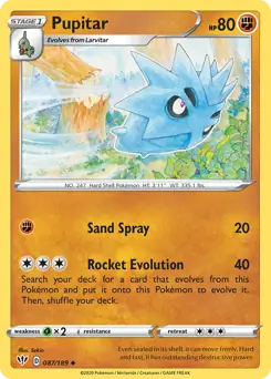 Pupitar Pokemon card from Darkness Ablaze