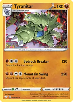 Tyranitar Pokemon card from Darkness Ablaze